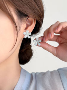 YICAN | Simple Transparent Blue Cherry Blossom Detachable Earrings