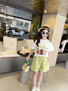 Terno Set for Kids Girls New Korean Fashion 2pcs Set Girls Suit Set (T-Shirt+Shorts) High Quality 100% Cotton Girls Terno Set Kids Outfit 7-16yrs