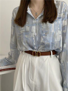 Korean Style Womens Belt Summer New Brown Chic Hidden Buckle Vintage Butterfly round Buckle Genuine Leather Decorative Waist Belt