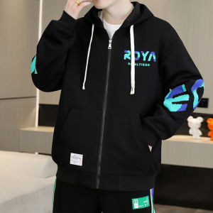 ROMON | Romon Mens Open Cardigan Hoodie Casual Loose Fit Spring Autumn New Style Youth Fashionable Zipper Jacket Coat Trendy