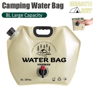 Camping Water Bag Outdoor Hiking Folding Water Bucket Bag with Faucet 8L Large Capacity Water Container Camping Supplies