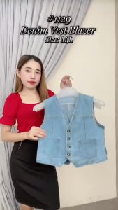 Jass Shop Womens Denim Vest Blazer Waist Coat Sleeveless Top #1129