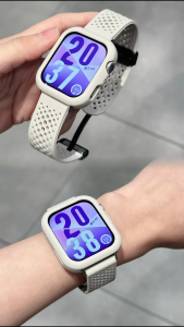 2in1 Silicone mesh hole magnetic buckle Strap+ivory soft Case for Huawei Fit 3/Fit 4/Fit 4Pro sports band