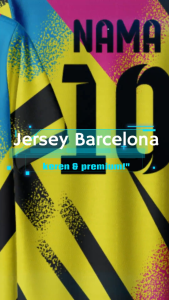 Jersey Bola Full Print Motif Barcelona Custom Nama & No – Bahan Dryfit