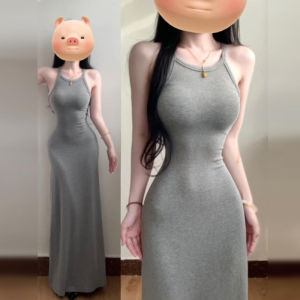 SHULINMEI | ชุดเดรสยาวสีเทาแบบปิดไหล่ ดูเซ็กซี่และบริสุทธิ์