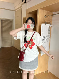 Áo Thun Nữ Tay Ngắn in Hình Cà Chua NINI ONE Phong Cách Hàn Quốc Thường Ngày Mùa Hè Rộng Rãi Thoải Mái Tôn Dáng Đa Năng