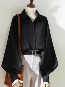 Women’s Loose Fit French Lantern Sleeve Shirt Casual Puff Sleeve Top for Everyday Wear