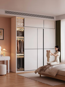 Bedroom Wardrobe with Sliding Doors Oak Wood White