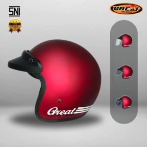 Great Helm Bogo Maroon Doff Polos Original 100% Termurah Pria Wanita Dewasa SNI D04