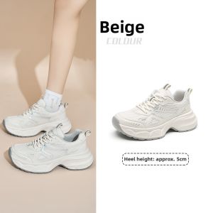 DUSTO | Silver Thick Heel Elevating Dad Shoes Women