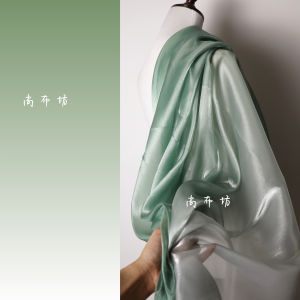 Vải Mềm Mịn Màng Màu Xanh Sương Mù Chuyển Màu Phong Cách Cổ Điển Hanfu Thiết Kế Sân Khấu Vải Áo Vest in Họa Tiết Mềm Mại