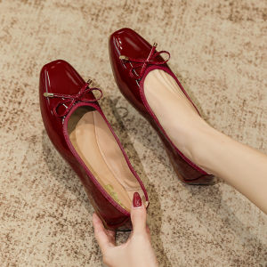 Pointed Toe Flats Women New Arrival Bows Black Foldable Ballet Shoes Flats Wine Red Soft Bottom Soft Leather Work Work Shoes Women