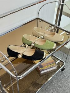 Flat Bottom Mary Jane Shoes Womens Commuter Style Pearl Decorated Synthetic Leather Upgraded Fit Large Size 43 Square Head