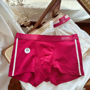 New Year ~ Youth Men Underwear Boxer Shorts Pure Red Thin Cotton Plaid Antibacterial Can Match Couples Pants
