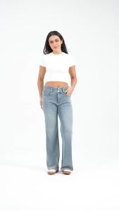 Smoothscape Women’s High Waist Stretch Wide Leg Jeans Casual Fashion Full Length Trousers Slimming Fit Loose Streetwear Everyday