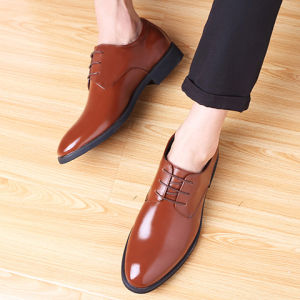 Mens Business Casual Shoes Soft Bottom British Style Wedding Work Shoes Large Size Youth Fashionable Leather Oxfords