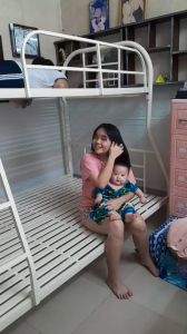 Giường sắt 2 tầng đủ kích thước dài 2m cao 1m7 màu kem vận chuyển TPHCMBD