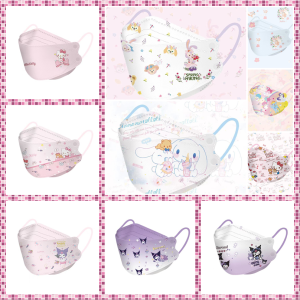 Korean Style Childrens Cartoon KF94 Mouth-Shaped Four-Layer Thickened Breathable Mask Spider Man Little Dinosaur Design