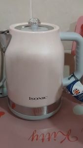 Isonic Luxury Stainless Steel Kettle IJK-L1708SS Cerek Air (Creamy White/Pink)