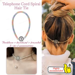 Multifunctional Hair Bands Telephone Cord Spiral Hair Tie Womens Necklace Jewelry Accessories