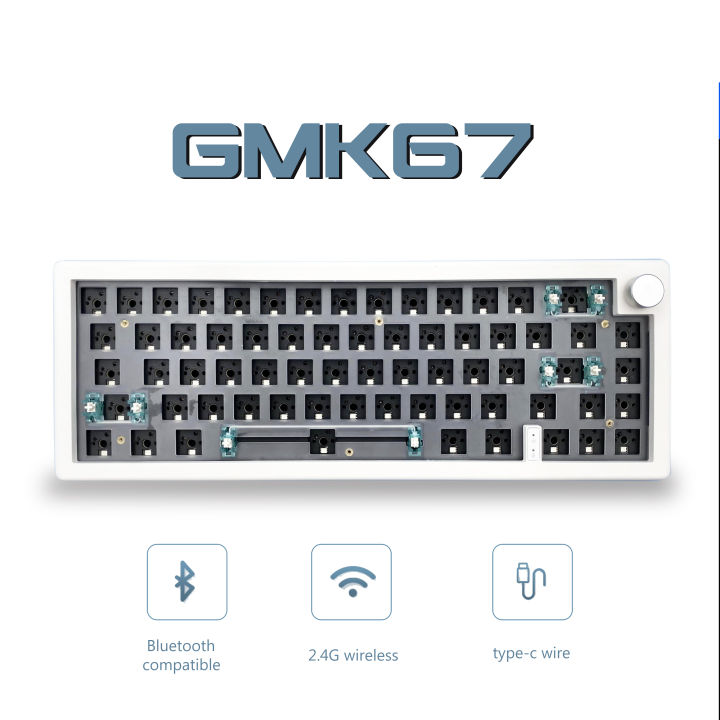 Mechanical Keyboard Kit Hot-swappable 3-mod Bluetooth 2.4G Wireless RGB ...