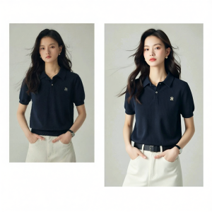 YAKEJIA | Elegant Smart Gray Short Sleeve Knitted Shirt