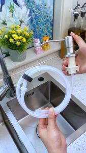 Bộ vòi bơm nước rửa chén - Đầu vòi tăng áp VTA-01 - vòi bơm gắn bồn rửa đầu nhấn hơi tiện lợi với ống dẫn silicon