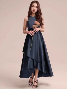 Teenagers Royal Blue High-quality Long Dress for Young Girl Party Performance Wedding Evening Dress