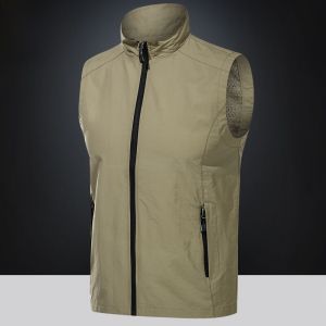 Spring 2023 Mens Outdoor Fishing Vest Casual Photography Printed Logo Zipper Closure Standard Fit Youth Active Nylon Vest