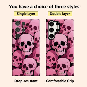 Pink Skull Luxury Fashion Full Lens Protective Case for Samsung Galaxy S26 S25 S24 A56 A36 Plus Ultra