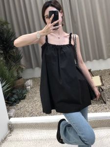 Sweet Design Backless Strap Shirt Womens Summer New Style Small Crowd Spicy Girl Outerwear Sleeveless Top Commute Style Loose Fit