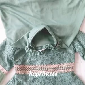 Setelan Gamis Anak Terbaru 2026 Baju Warna Sage Green Import Terlaris Dress Pesta Kondangan 3 4 Tahun Gaun Muslim Tangan Panjang Bahan Brukat Gliter Tile Soft Bahan Premium KA143