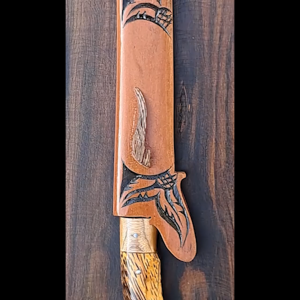 Pisau Badik Ukiran Stylish - Besi Strip Kayu Rasamala Ukir