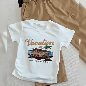 Wonderlandkids Girls Sets Summer Fashion Korean Style Cargo Pants Shirt pants Two-piece Set 2-11Years