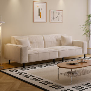 Slandi | Creamy French Style Modern Compact Straight Line High-legged Fabric Sofa