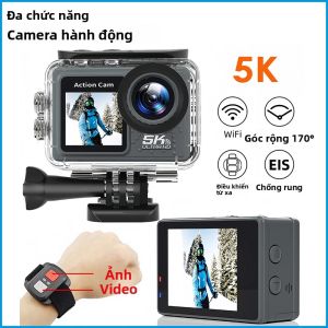 Camera Hành Động 5K 1080P WIFI Màn Hình Kép 170 Độ °   Camera Thể Thao Xe Máy Chống Nước Có Điều Khiển Từ Xa Chống Rung