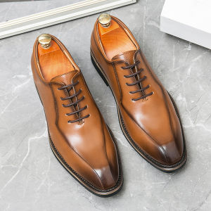 High-End Mens Brown Casual Shoes Increased Height Business Formal British Style Leather Shoes Comfortable Wear for Spring