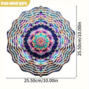 CIFbuy | 3D Colorful Petal Mandala Wind Spinner - 10 Inch Metal Art with 360 Swivel Hook for Mother Day Father Day Garden Gift