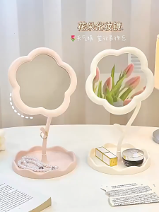 Flower Shaped Cosmetic Mirror for Bedroom Dressing Tablesbeauty Mirrorssmall Mirrors for Student Dormitories