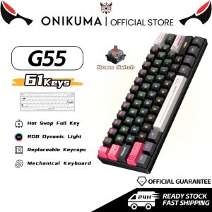 ONIKUMA | ONIKUMA big save store Wired Gaming Keyboard 61 Keys RGB Backlit Mechanical Brown Switch Dynamic Lights Compact Size for Gamers