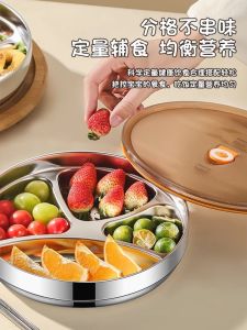 304 Stainless Steel Dinner Plate for Home Office Workers Students Takeout Meal Plate Baby Self Feeding Eating Plate