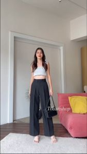 กางเกงเอวสูง ขากระบอกกลาง แต่งขอบยื่น ผ้าดี ไม่บาง ทรงสวย A2