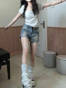 QIANCHANGNAAI | Vintage American Style High Waist Slim Fit Denim Shorts