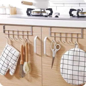 5 Hooks Stainless Steel Cabinet Door Back Hook Coat Towel Hanger Rack Clothes Organizer Hook