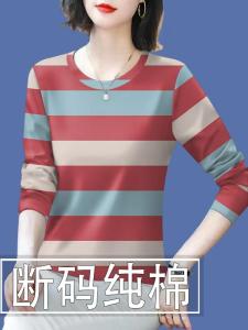 Áo Thun Cotton Cao Cấp Dài Tay Che Bụng Cho Nữ Mùa Thu 2024 Thời Trang Thường Ngày Cổ Tròn in Họa Tiết Phong Cách Hàn Quốc