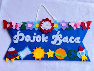 Hiasan pintu gantungan dinding pojok baca hiasan sekolah bahan flanel 100% handmade
