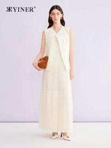 Slanted Collar Heavy Embroidery H-type Vest