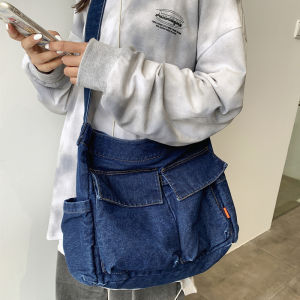Denim Canvas Shoulder Bag Womens Summer Trendy Artistic Large Capacity Casual Crossbody Bag Versatile Ins Diagonal Bag