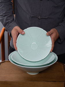 Jingdezhen 6 Inch Dessert Bowl Song Dynasty Imitation Blue Porcelain Lotus Mouth Bucket Bowl Commercial Noodle Bowl Chinese Ceramics