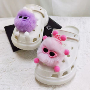2pcs Plush Ball Dolls Shoe Charms for Clogs Sandal Shoe Accessories Cute Furry Ball Shoe Buckles Decoration Pin X-mas Kids Gifts